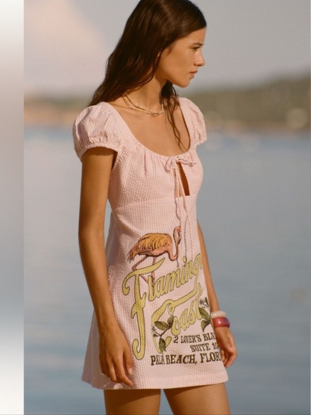 ANTHROPOLOGIE Celandine Scoop Neck Tie Front Palm Beach Mini Dress Rare S NWT